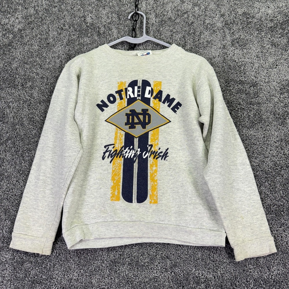 Vintage Notre Dame Fighting Irish Sweatshirt Boys Large Gray NCAA Football TNT